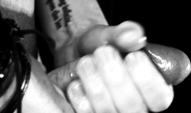 Voluptuous close-up getting off - solo monstrous rock-hard-on lube massage