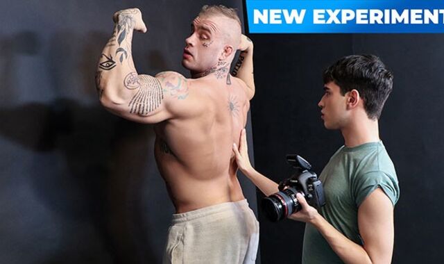 Hairy Man Tattooed Model Davin Heavy Drills Camera Operator's Ass And Makes Him Cum On His Knob - SayUncle