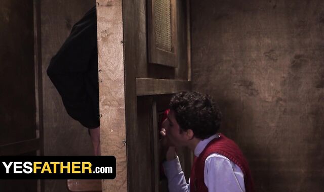 Altar Boy Carter Ford Drools On Weirdo Priest's Pulsing Cum-Pump In The Confession Booth - YesFather