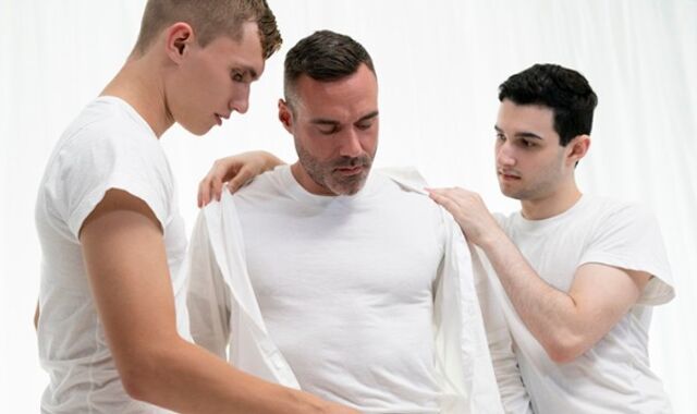 Hairy Man Bishop Manuel Skye Crams Tiny Altar Dude's Brown-Eye In Gonzo Three Way - Missionary Dudes