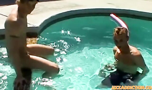 Trio Way at the pool with uber-wondrous young dudes luving themselves