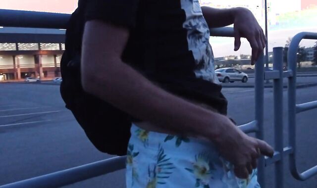 killer jacking off a pecker on the embankment of the plant. EXTREME