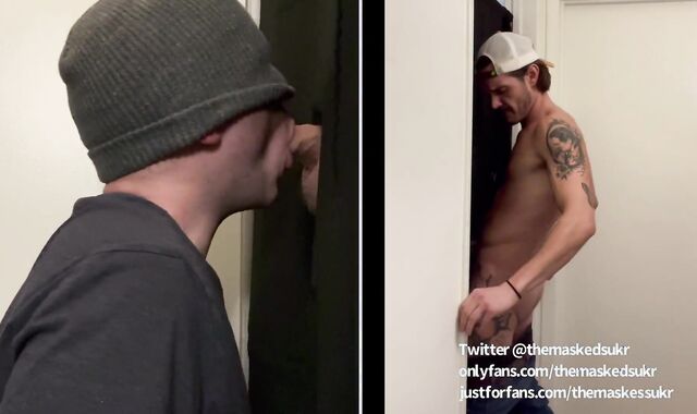 Steamy fellow gets his cocked deep throated before appointment his homies at the bar