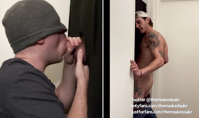 Steamy fellow gets his cocked deep throated before appointment his homies at the bar