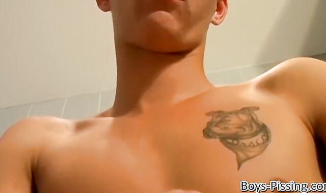 Crazy mates Shane Allen and Cain piss and tug penises together