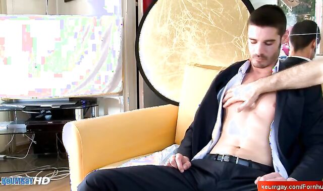 Heterosexual dude serviced in homo pornography in spite of him.