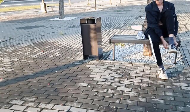 stud faps off near the plant. EXTREME