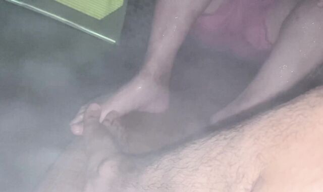 Married studs inhale me at sauna while his wife is on the bar