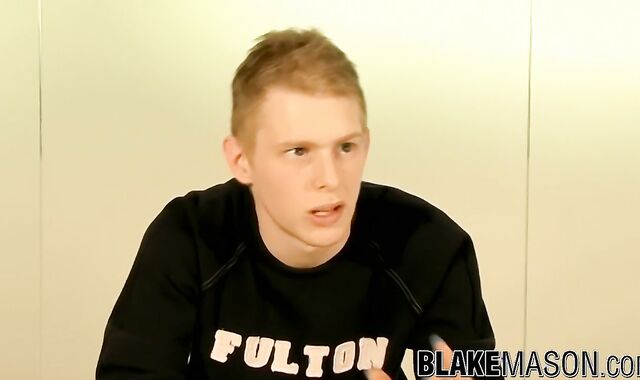 Blonde British youngster hitting off his hefty trouser snake for currency-shot