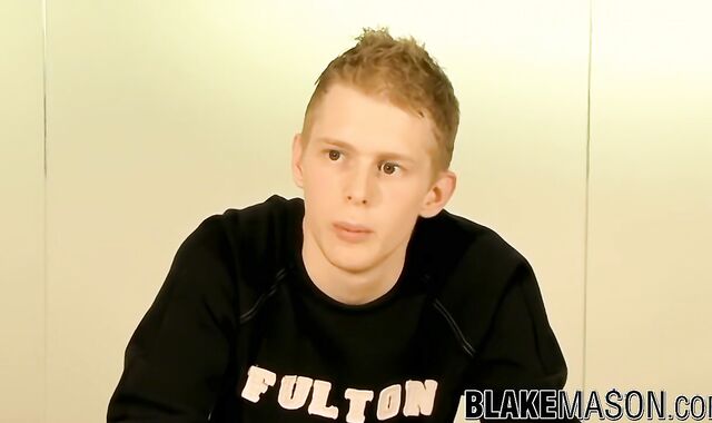 Blonde British youngster hitting off his hefty trouser snake for currency-shot