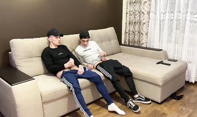two homies wank off in sporwear