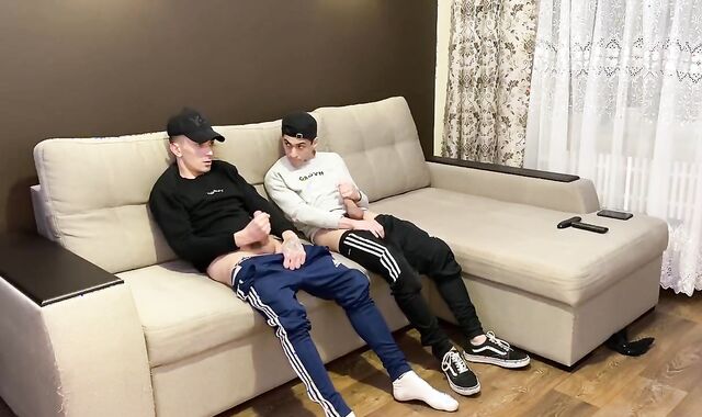 two homies wank off in sporwear