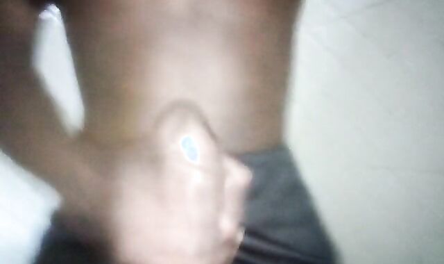 HEFTY DARK-HUED HARD-ON JERKING OFF