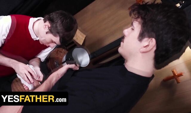 Lying church boy Dakota Lovell eventually confesses his sloppy sins to Cardinal Jonah Wheeler -YesFather