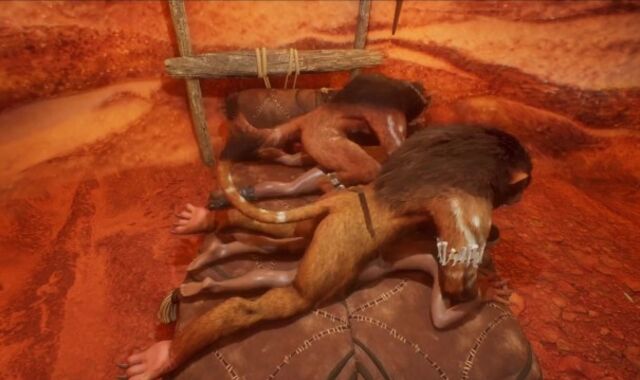 two prisoners being absorbed by monster cocks 3 DIMENSIONAL