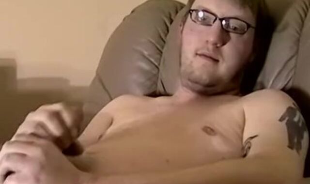 Round inexperienced wears glasses for solo jack off