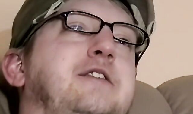 Round inexperienced wears glasses for solo jack off