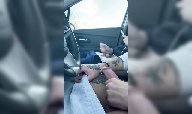 Stroking each other in active public lot