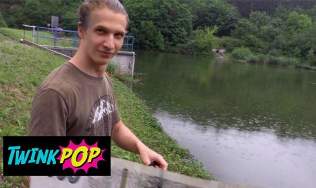 TWINKPOP - Guy Earned Some Money From Fishing Naked And Drinking Jizm