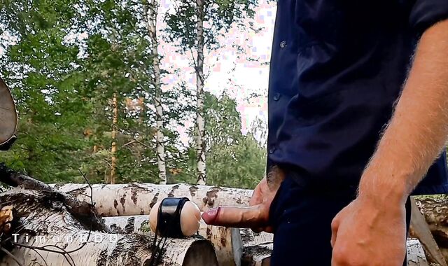 A lumberjack nails a found masturbator, and a colleague watches him