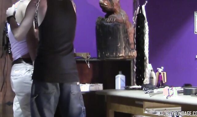 Devin Marcel obeys and deep-throats Damien Rage giant rod