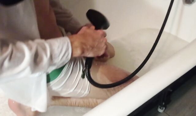 fellow jacks off erotically in the bathroom