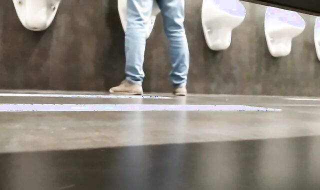 Comes In Mall Bathroom, Drains and Cums While Strangers Piss