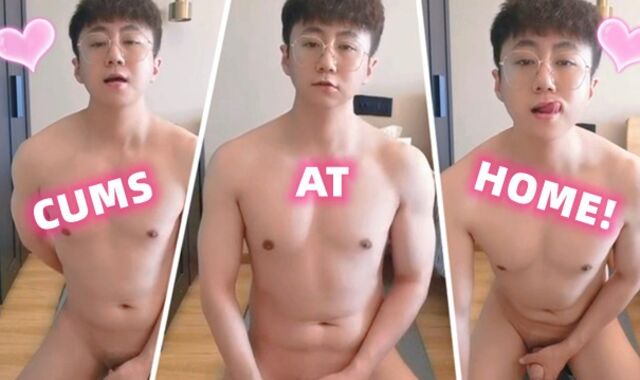 Ultra-Lovely stud wanks and blows a load at home