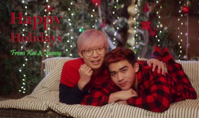 Japanese boyfriends flip porking outdoors, a Christmas treat.