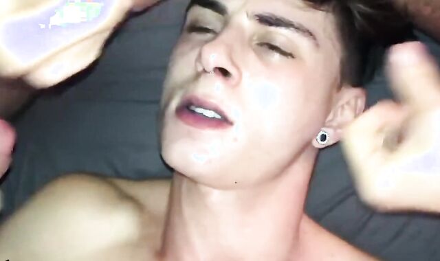 4 dudes, Firm drill twink man and jizz shot on face