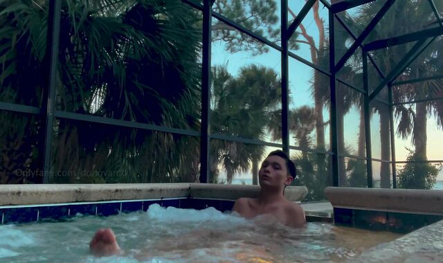 Donovan jerking and having fun by the pool.