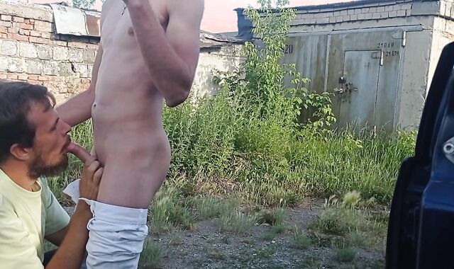 Handjob and suck-job in garages