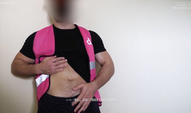 'Maybe u can give me some money?' queer-for-pay worker is fapping on a staircase for some money