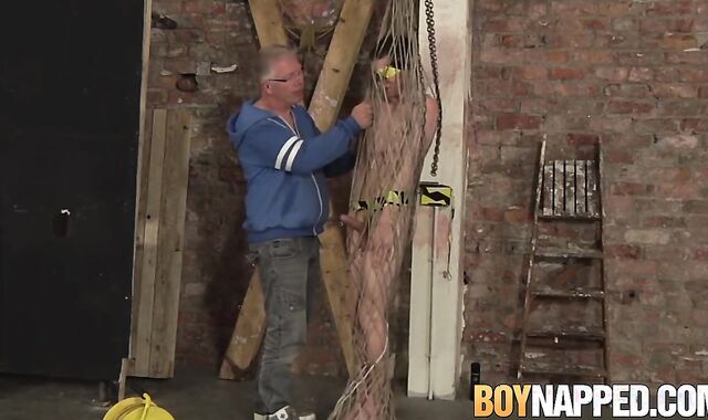 Hanging lad is master Sebastians little wank off plaything