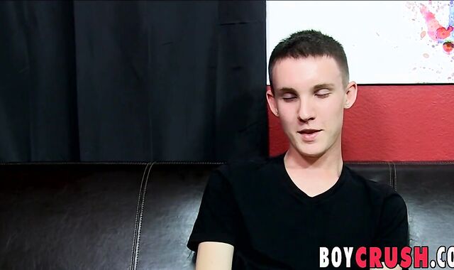 Solo lad working on his meaty large sausage during an interview