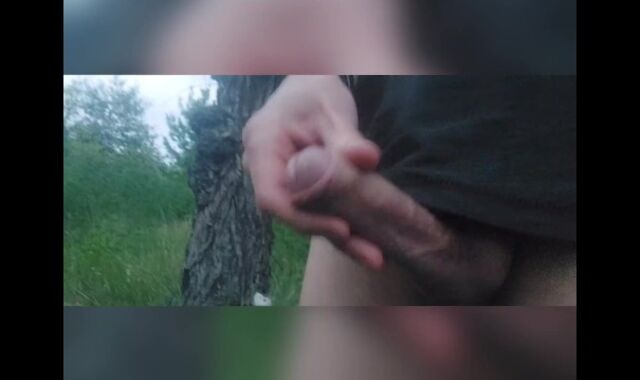 Youthful youngster goes to the woods to wank his cum-shotgun man out in the nature cruising naked beach man