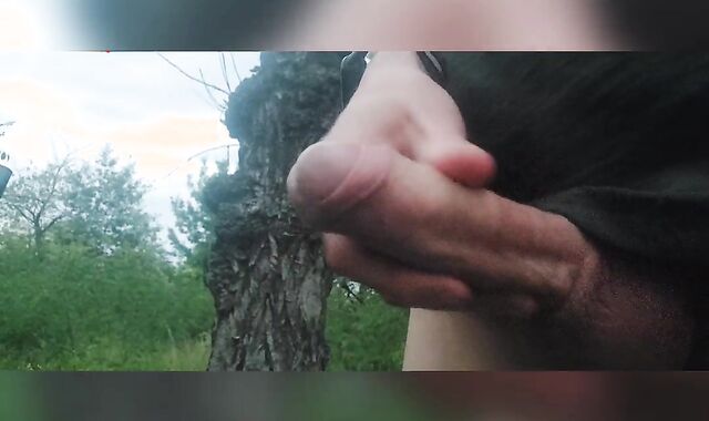 Youthful youngster goes to the woods to wank his cum-shotgun man out in the nature cruising naked beach man