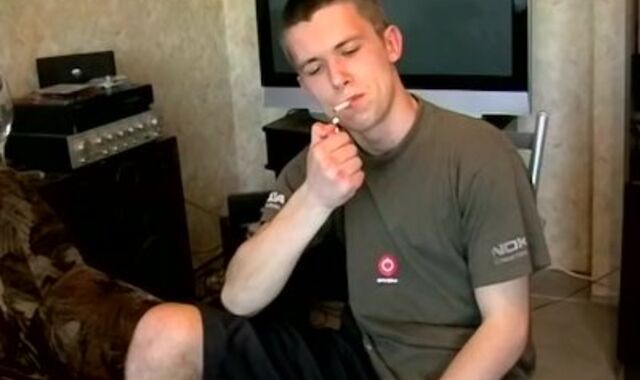 His fetish is to smoke a cigar while milking his tool alone