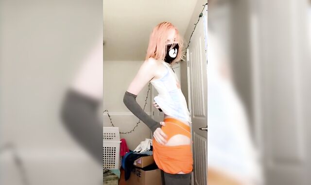 femboy titties de-bathrobe tease and jizm shot :trio