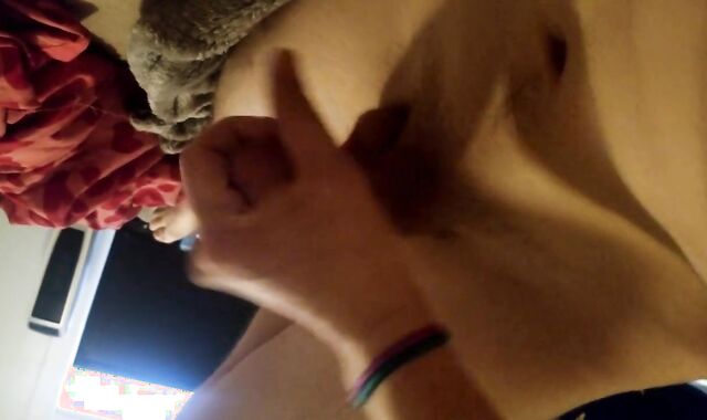 Solo male jacks off until sore and jizz shot