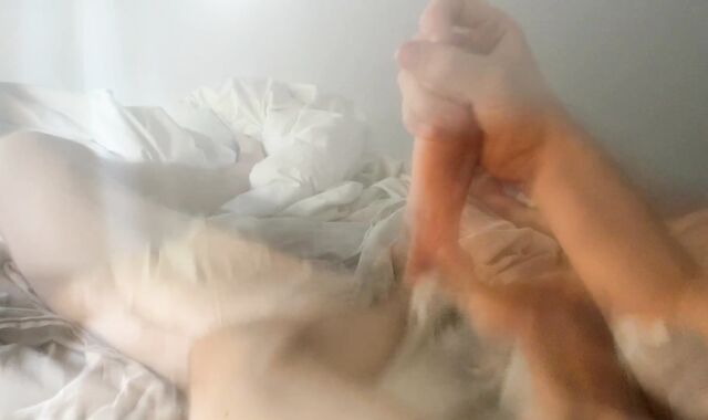 Young youngster wanking schlong and spunking