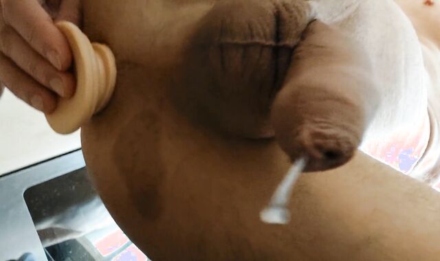 Fist and rectal ejaculation on the kitchen table