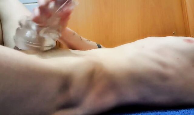 Ice girl jack off. Monstrous cumshot. Powerful ejaculation.