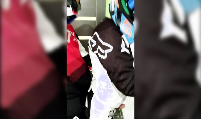 Motorcyclist pummels a stud in a motocross clothing and MXHelmet