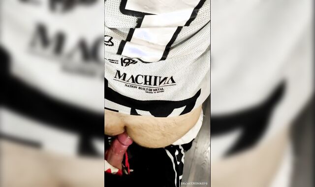 Motorcyclist pummels a stud in a motocross clothing and MXHelmet