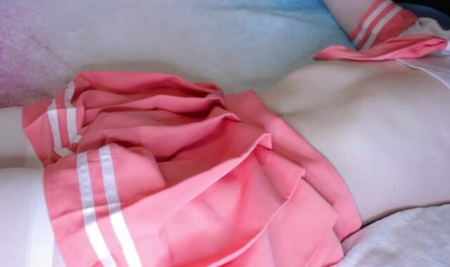 Femboy Astolfo drains off on the couch