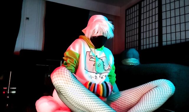 Youngster femboy having supah-cool time and romping a flying drill stick