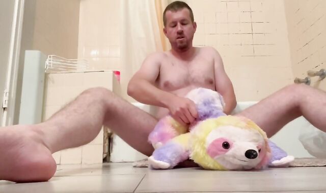 Xxx Plushie Fucky-Fucky | Porking that Dirty Fur Covered on the Bathroom Floor | Anal Invasion and Facial Cumshot Pop-Shot Money-Shot