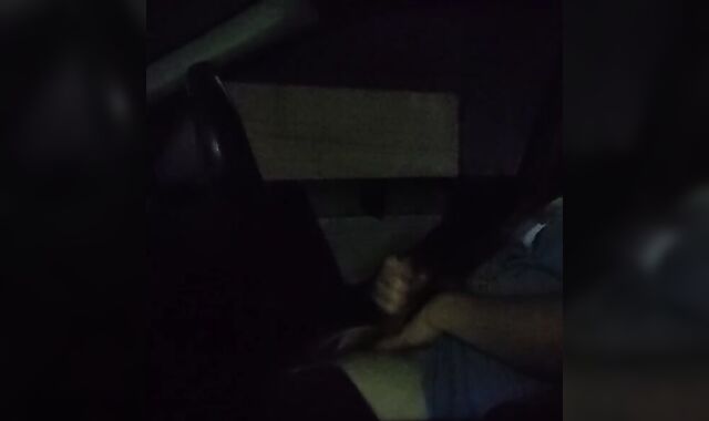 Truck jacking and jizzing with the door open