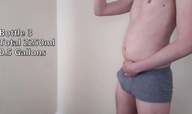 Drinking 1.5 GALLONS of water, HUGE jism fountain at end